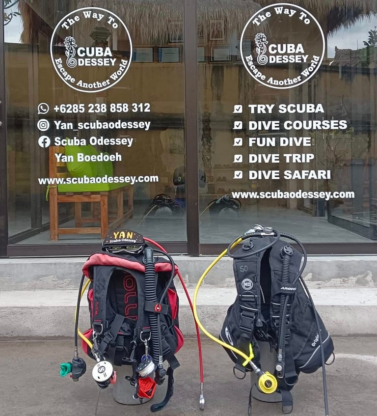 Front of the Scuba Odessey dive center in Amed